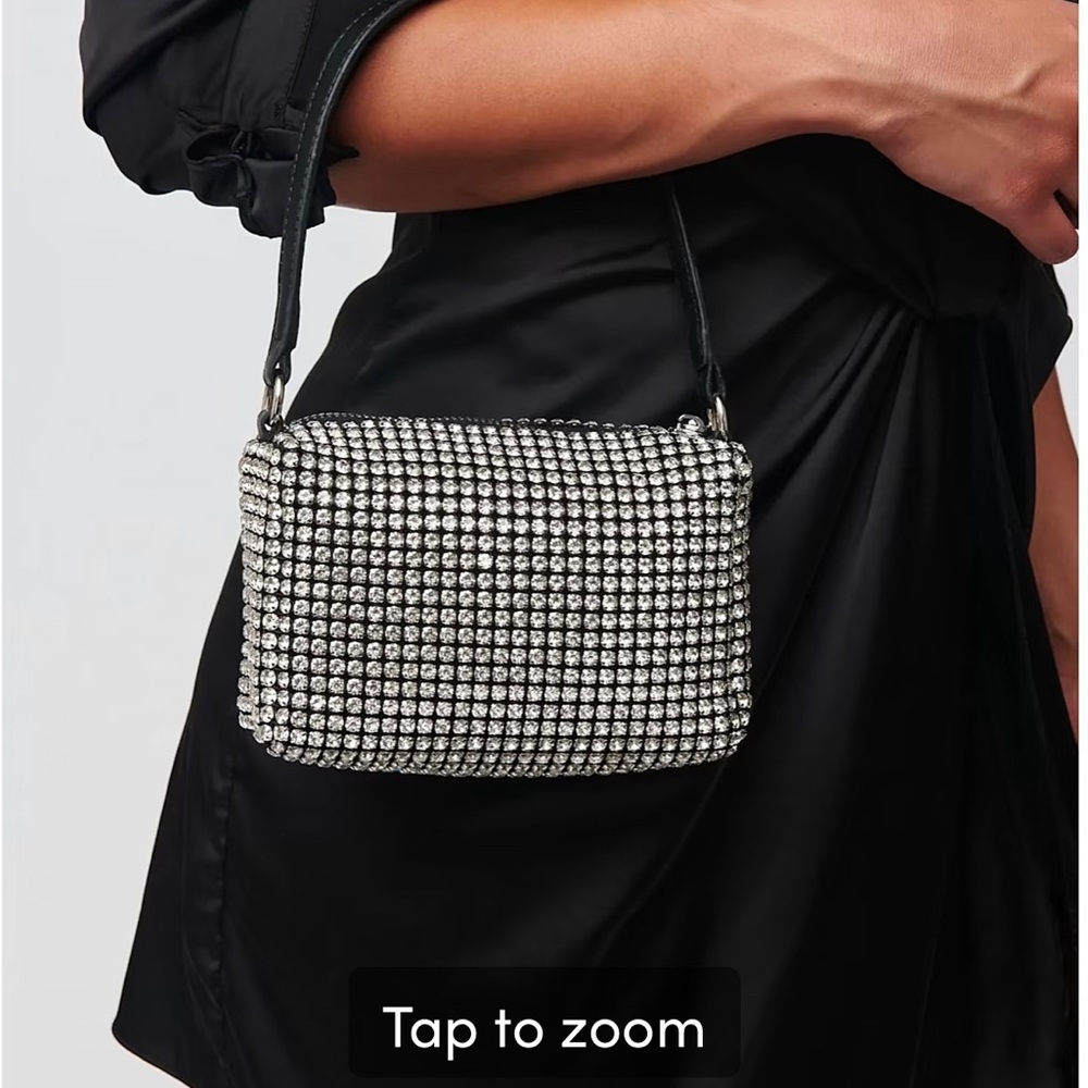 Expressions, NYC, luxury, vegan Rhinestone Embellished Shoulder Bag